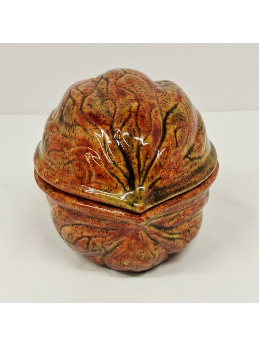 VTG 70's Handmade Ceramic Walnut / Nut Shaped Nut / Candy / Trinket Dish Glossy - Picture 3 of 10